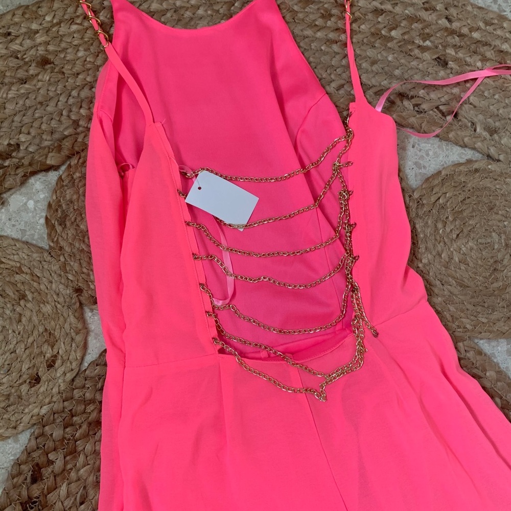 Neon pink long jumpsuit